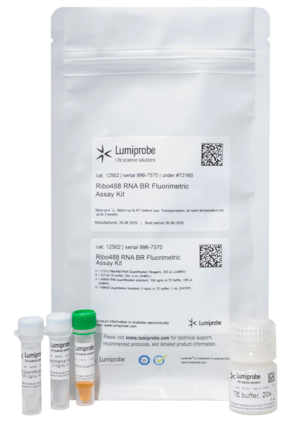 Набор Ribo488 RNA BR Fluorimetric Assay для определения количества РНК на флуориметре, 12502